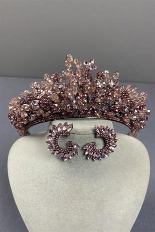 Pink Beaded Akspring Bridal Henna Crown