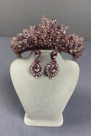 Pink Beaded Akspring Bridal Henna Crown