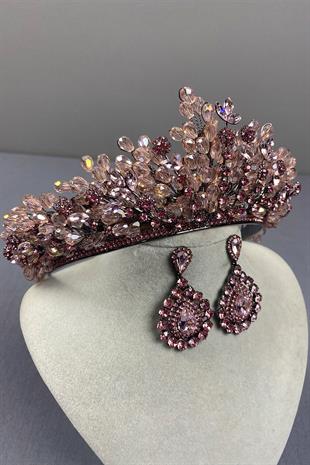 Pink Beaded Akspring Bridal Henna Crown