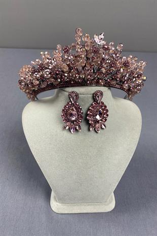 Pink Beaded Akspring Bridal Henna Crown