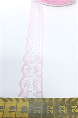 Pembe Çiçek Desenli Dantel 100 Metre