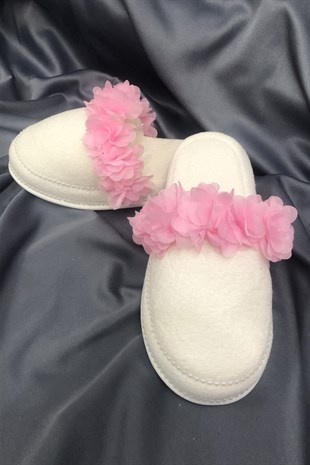 Pink Floral Postpartum Slippers and Crown with Pearls