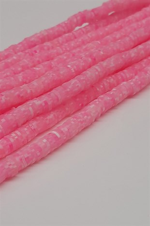 Pink Patterned Fimo Dough Beads 6Mm