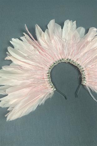 Pink Enda Feathered Stone Bridal Henna Crown Accessory