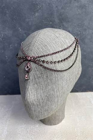 Pembe İnce  Alınlık Saç Aksesuarı Gelin Kına Tacı