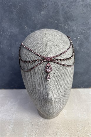 Pembe İnce  Alınlık Saç Aksesuarı Gelin Kına Tacı