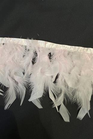 Pembe Kaz Tüyü Otriş Biyeli Şerit Tüy