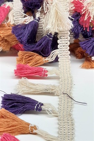 Pink Cream Purple Cotton Fringe Tassel