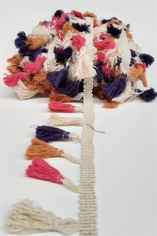 Pink Cream Purple Cotton Fringe Tassel
