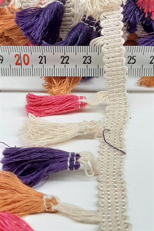 Pink Cream Purple Cotton Fringe Tassel
