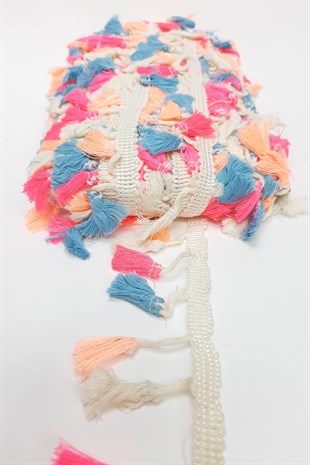 Pembe Krem Pamuklu Saçak Püskül