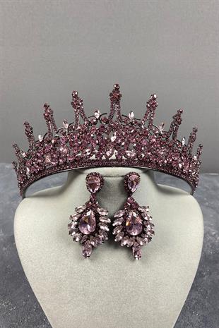 Pink Leonis Bridal Henna Crown And Stud Earring Set