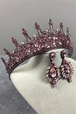Pink Leonis Bridal Henna Crown And Stud Earring Set