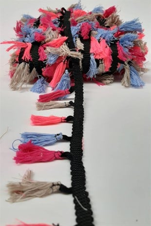 Pink Blue Gray Cotton Fringe Tassel
