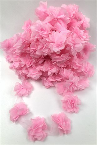 Pembe Renk Lazer Kesim Tül Çiçek