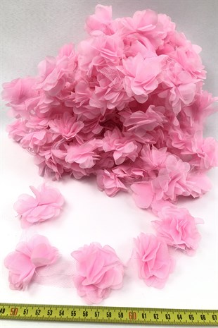 Pembe Renk Lazer Kesim Tül Çiçek