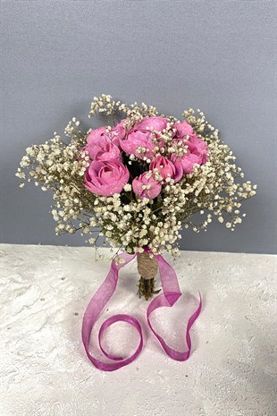 Pink Peony Flower Cipso Bridal Bouquet Crown and Boutonniere Set