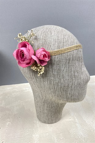 Pink Peony Flower Cipso Bridal Bouquet Crown and Boutonniere Set