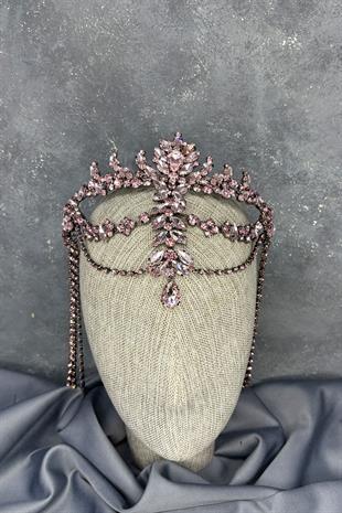 Pembe Sallantılı Alınlık Almeda Gelin Kına Tacı