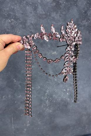 Pembe Sallantılı Alınlık Almeda Gelin Kına Tacı