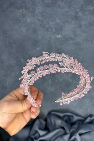 Pink Saree Model Double Row Bridal Henna Crown Hair Accessory