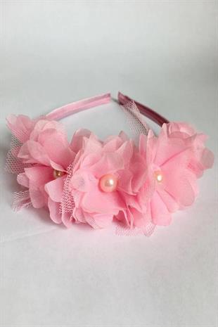 Pink Chiffon Floral Satin Covered Wedding Engagement Bridal and Girls Crown