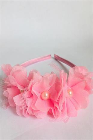 Pink Chiffon Floral Satin Covered Wedding Engagement Bridal and Girls Crown