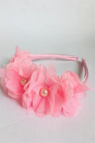 Pink Chiffon Floral Satin Covered Wedding Engagement Bridal and Girls Crown