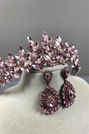 Pink Subra Bridal Henna Crown And Earring Set