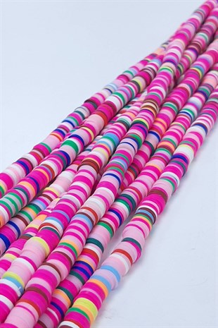 Pink Fuchsia Fimo Dough Beads 6 mm