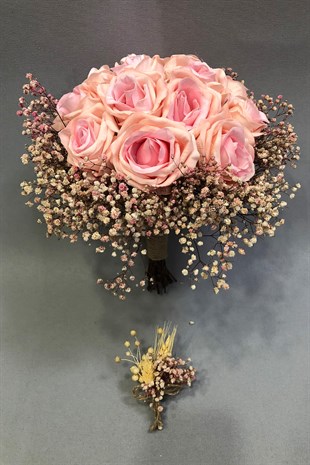 Penbe Velvet Rose and Gypsum Bridal Bouquet