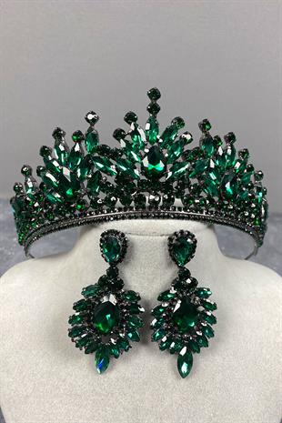 Pera Bridal Henna Crown And Studded Earrings