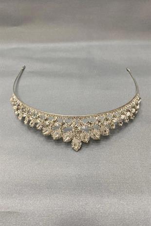 Perla beyaz zirkon taşlı ince, şık ve zarif gelin tacı - kına tacı söz ve nişan tacı