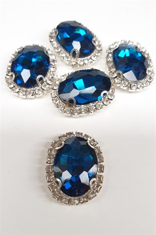 Petrol Mavi Oval Kasalı Dikme Taş