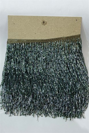 Petrol Yeşili Boncuklu 15 cm Saçak Püskül