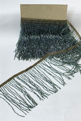 Petrol Yeşili Boncuklu 15 cm Saçak Püskül