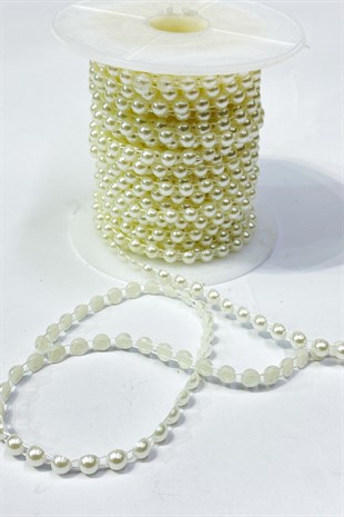 Plastik Şerit Yarım İnci 6 mm 10 mt