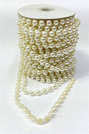 Plastik Şerit Yarım İnci 8 mm 10 mt