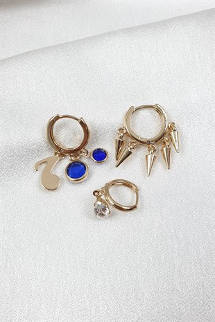 Polaris Gold Renk Çoklu Küpe