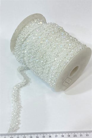 Pyramid Crystal Beaded Embroidered Ribbon 1 mt