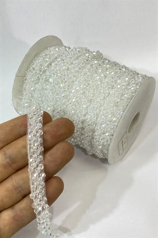Pyramid Crystal Beaded Embroidered Ribbon 1 mt