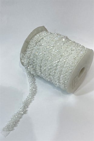Pyramid Crystal Beaded Embroidered Ribbon 1 mt