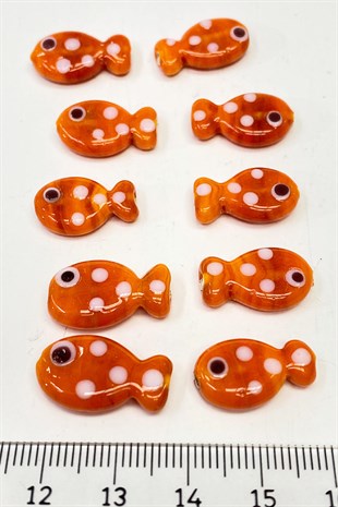 Polka Dot Fish Bead Bracelet Tip Orange 1 Pcs