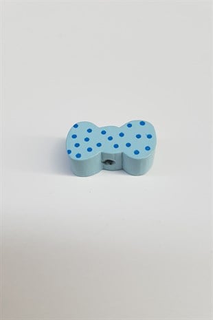 Puantiyeli Fiyonk Açık Mavi Ahşap Boncuk