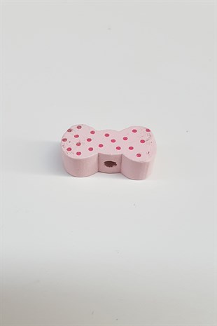 Puantiyeli Fiyonk Açık Pembe Ahşap Boncuk