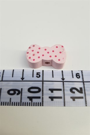 Puantiyeli Fiyonk Açık Pembe Ahşap Boncuk