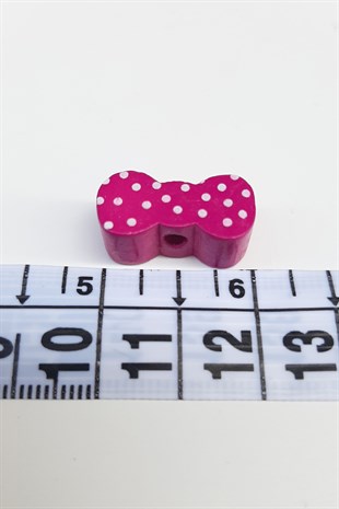 Puantiyeli Fiyonk Fuşya Ahşap Boncuk