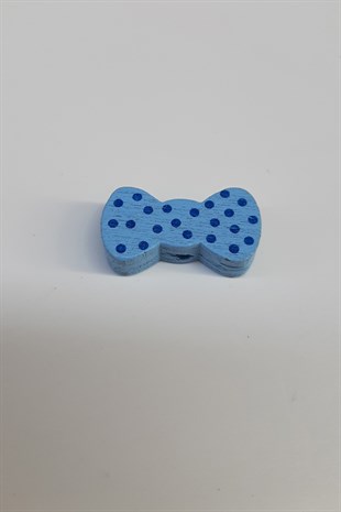 Puantiyeli Fiyonk Mavi Ahşap Boncuk