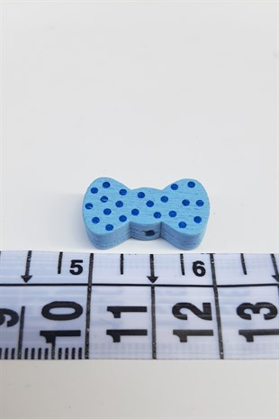 Puantiyeli Fiyonk Mavi Ahşap Boncuk