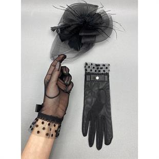 الجملة قفازات الزفاف رقصة البولكا نقطة وقبعة الزفاف